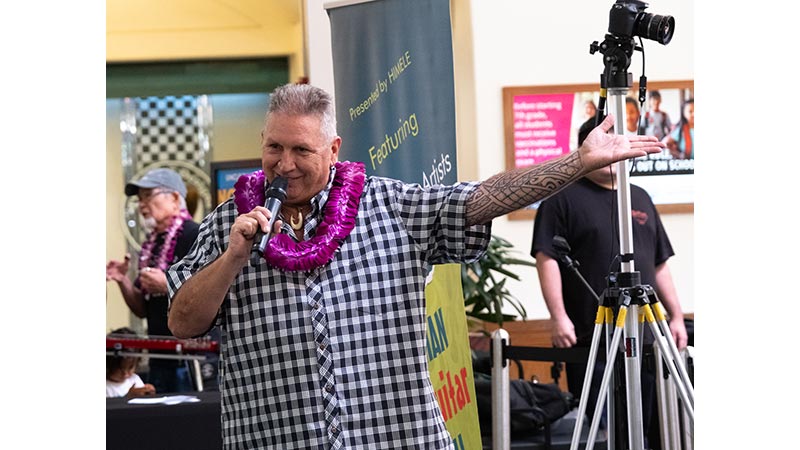 Jake at the 2024 Hawaiian Steel Guitar Festival - Keiki Kine at Kahala Mall