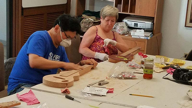 Shinichi and Vickie Van Fechtmann at the 2017 Hawai&lsquo;i Island Steel Guitar Experience Steel Guitar Workshop