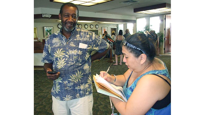 Andrea with Bryant Neal at the 2014 Maui Steel Guitar Festival