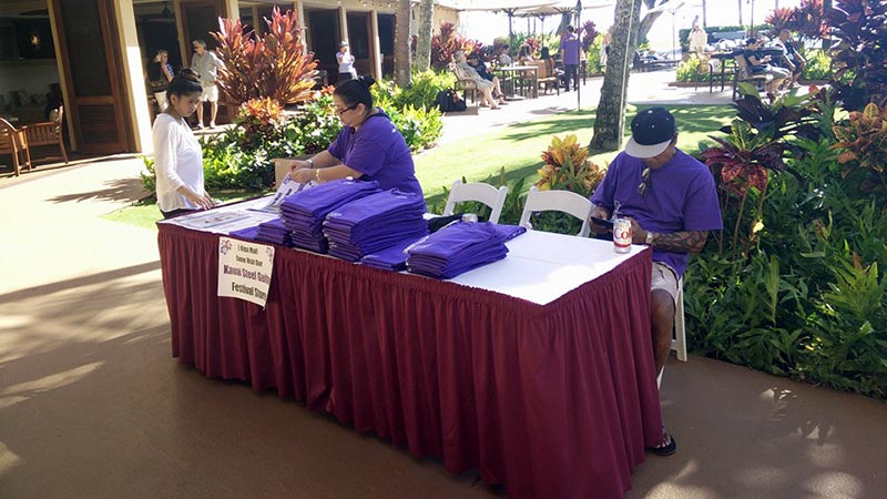 T-shirts for sale at the 2017 Kaua&lsquo;i Steel Guitar Festival